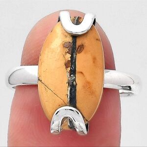 Maligano Jasper Minimalist Sterling Silver Ring Size 9
